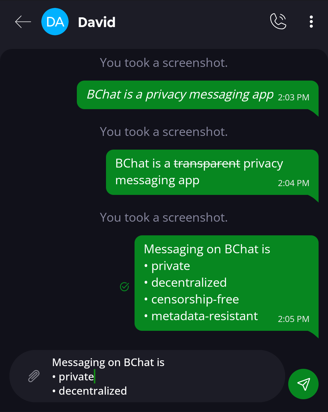 Text Formatting in BChat