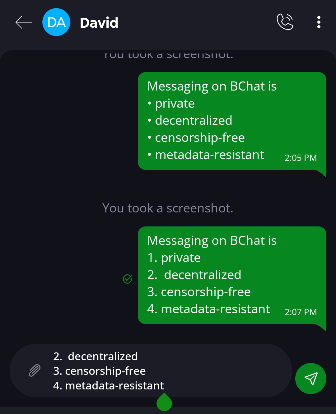 Text Formatting in BChat
