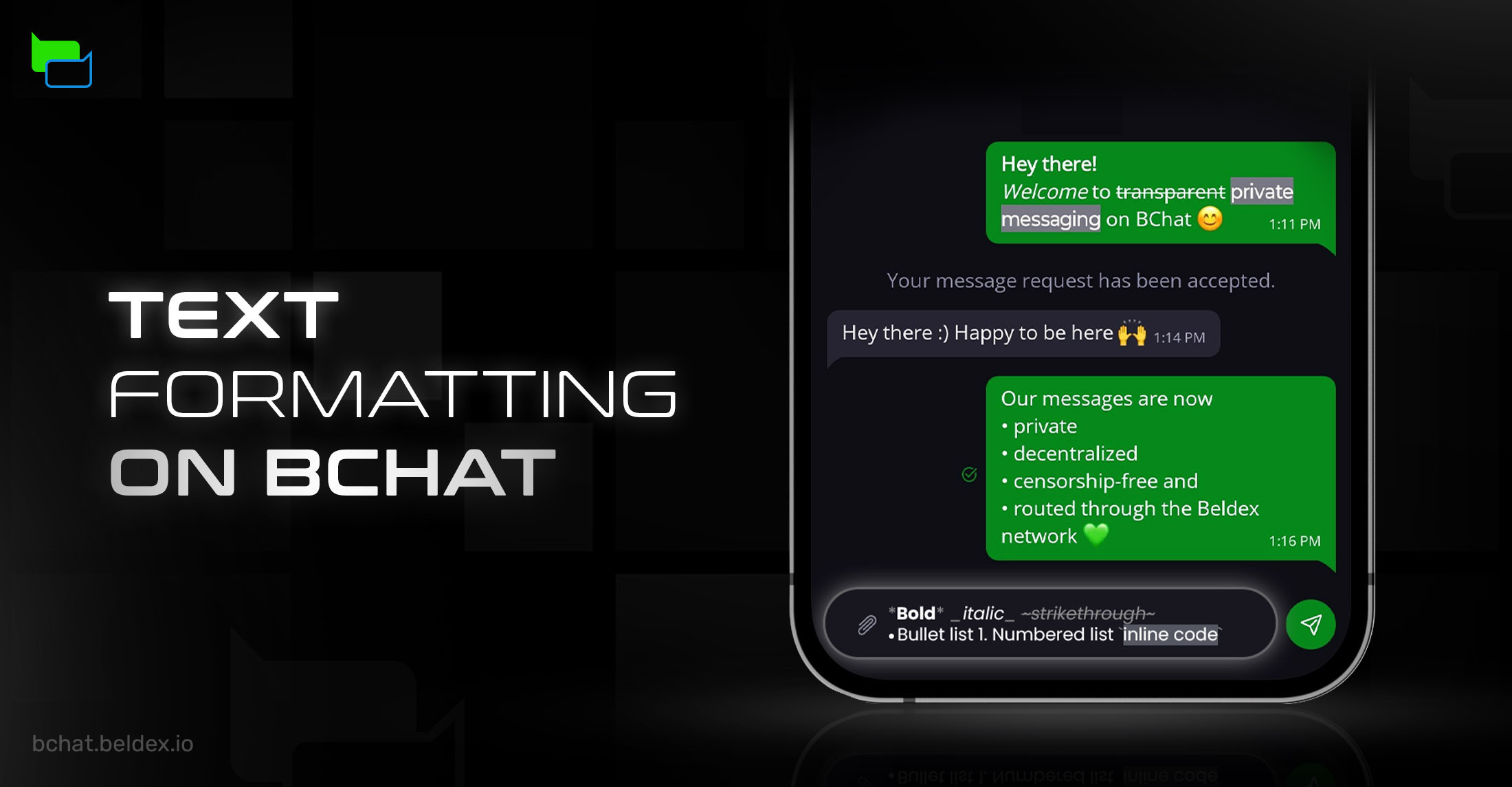 Text Formatting on BChat